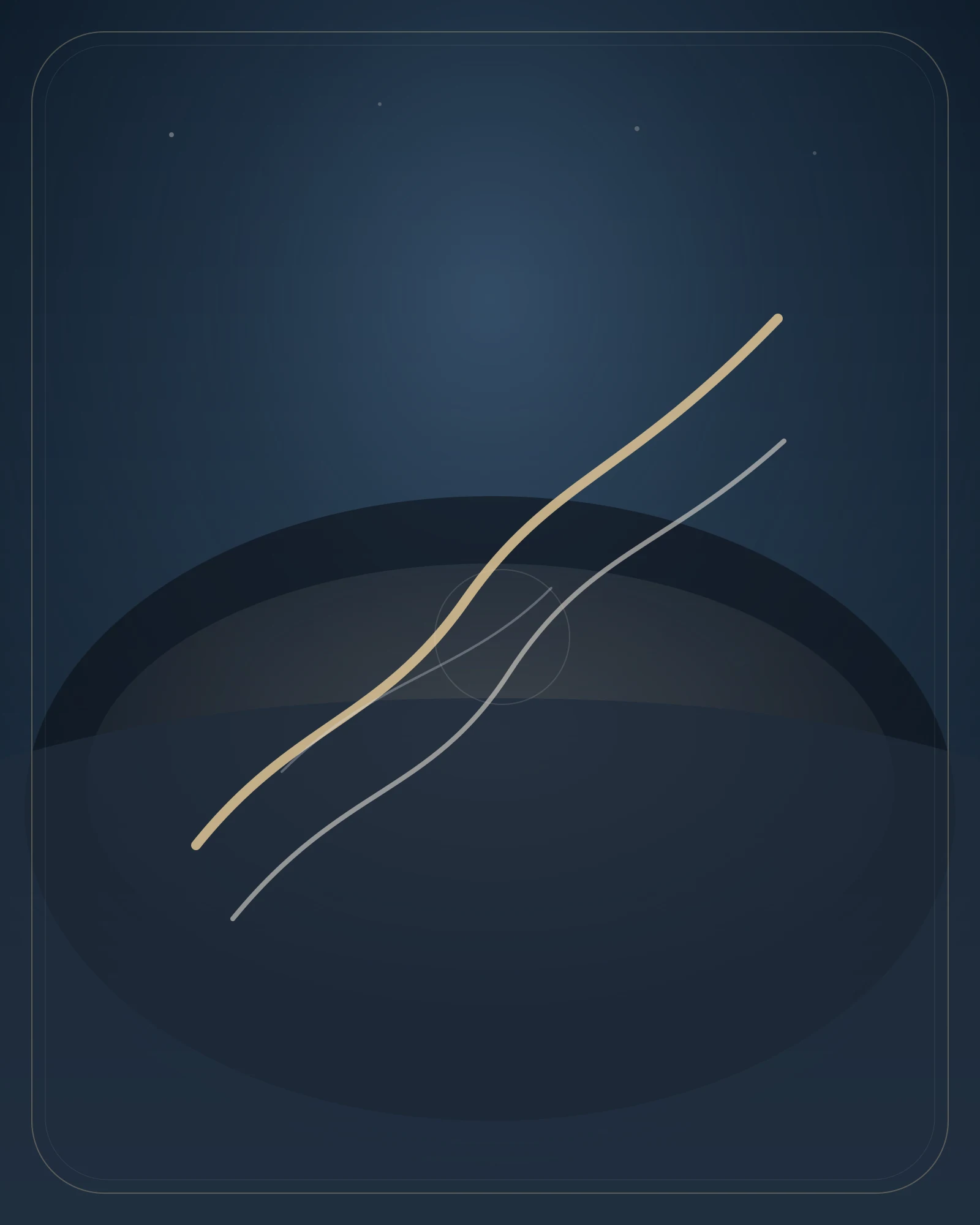 Recursive tracks and cascading channels create a controlled acceleration tableau where compounding visibly outruns commentary.