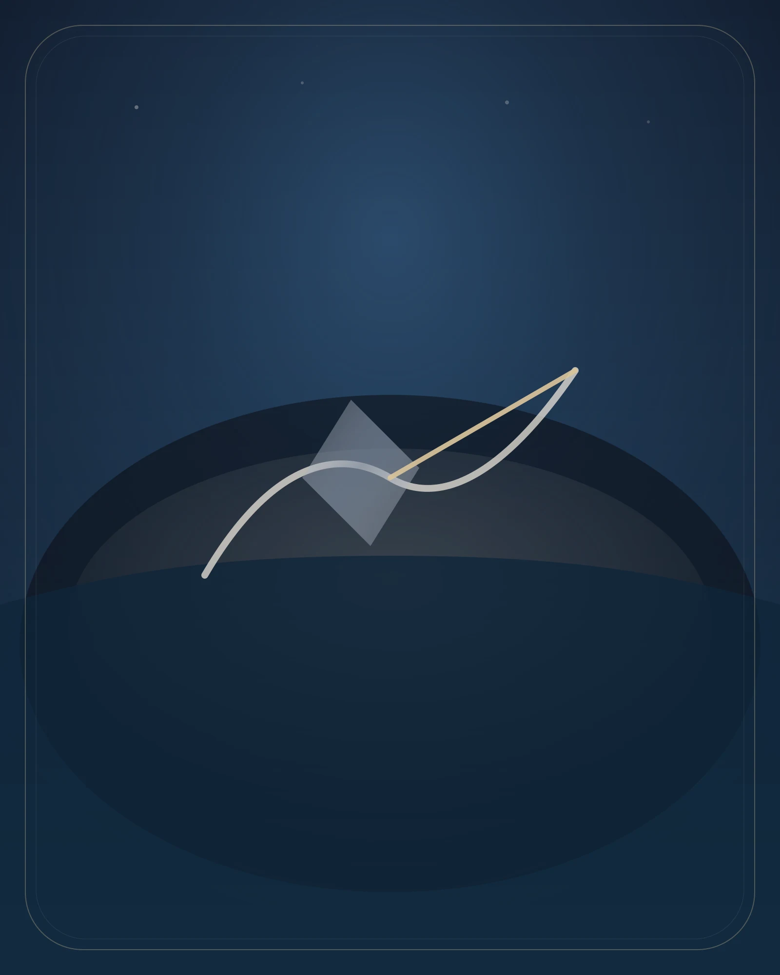 Scattered light is focused through a precise lens into one usable beam, expressing cognition as concentrated force.